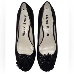 Anne Klein Block Heel Pumps with Pompoms